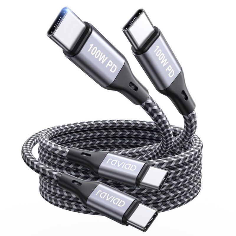 RAVIAD RAVIAD USB-C-auf-USB-C-Kabel, 100 W, 2er-Set 2 m