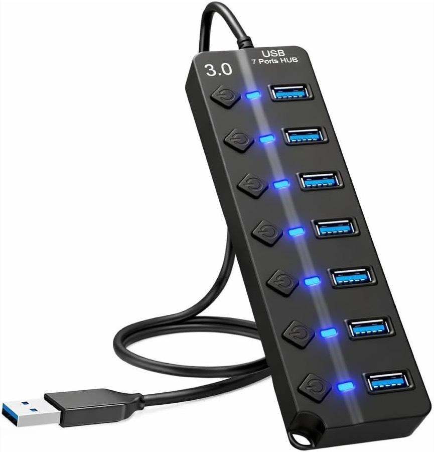 GLOBAL TECH 7-Port USB 3.0 Hub mit Einzelschalter