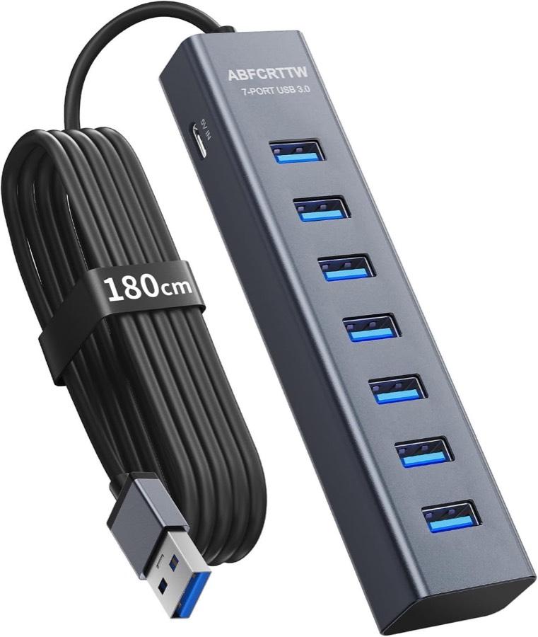 ABFCRTTW 7-Port USB 3.0 Hub, 180 cm, Hybrid 5V/3A