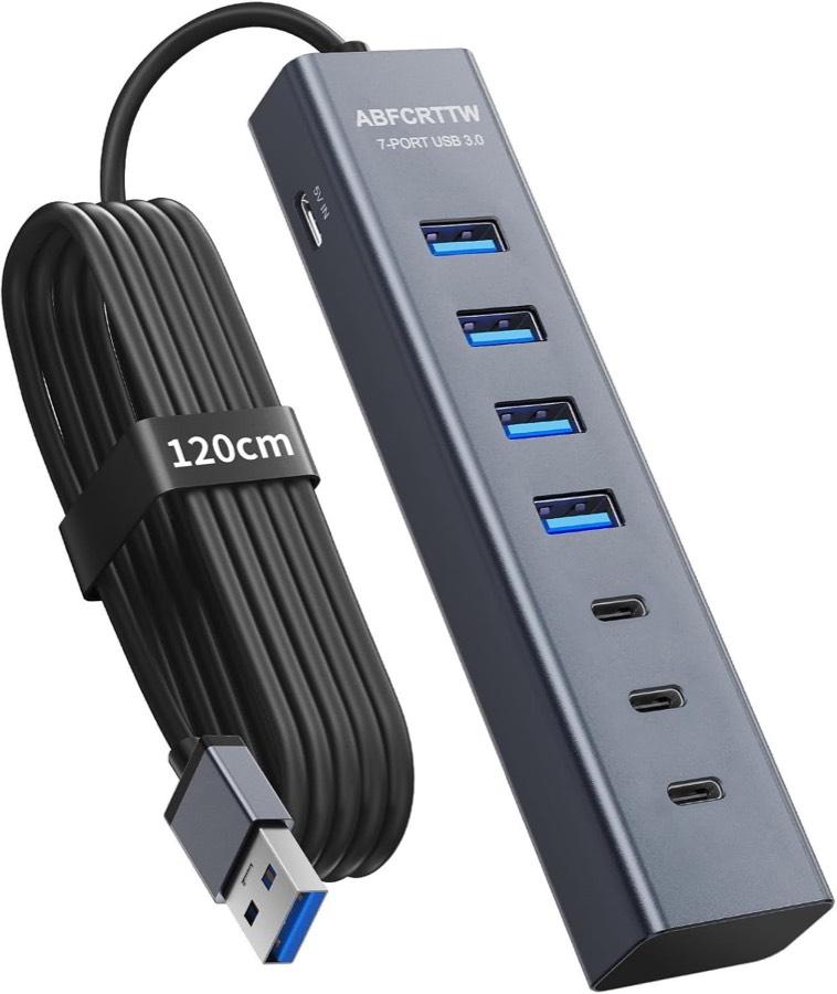 ABFCRTTW 7-Port Hub 4× USB-A + 3× USB-C