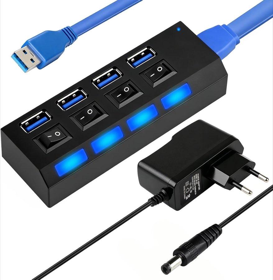 Dewlawn 4-Port USB 3.0 Hub, 5 V/2 A