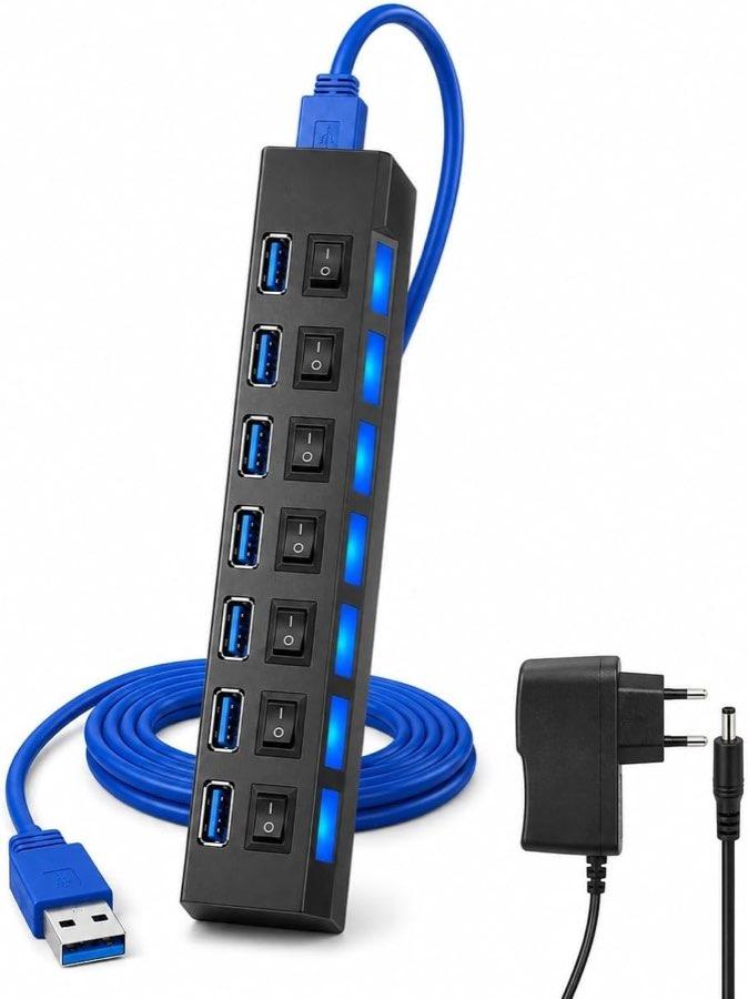 Eltichorix 7-Port USB-Hub, 5 V/1 A