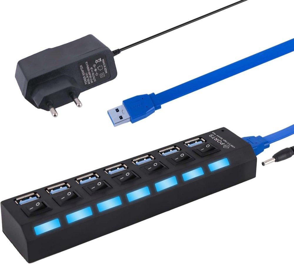 Zevmi 7-Port aktiv, Netzteil, Einzelschalter
