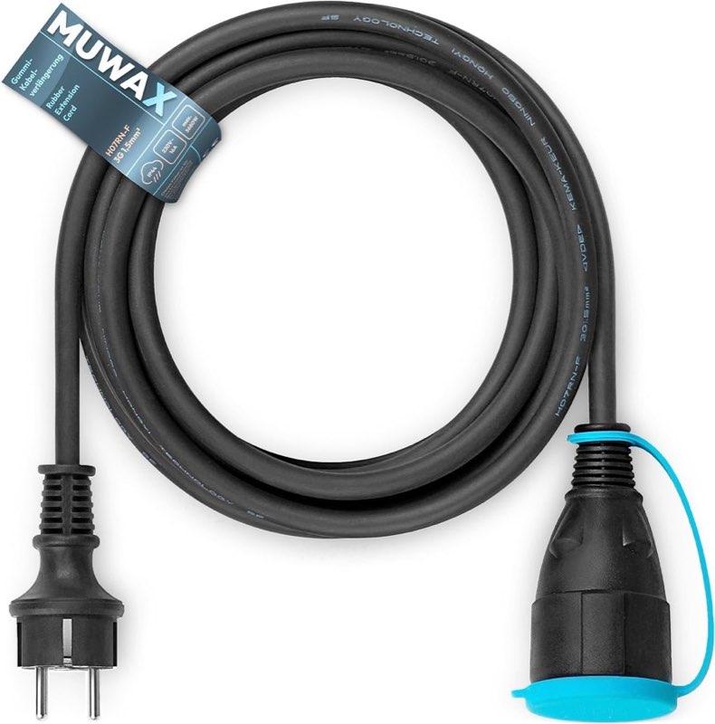 MUWAX Gummi-Verlängerungskabel 15 m H07RN-F