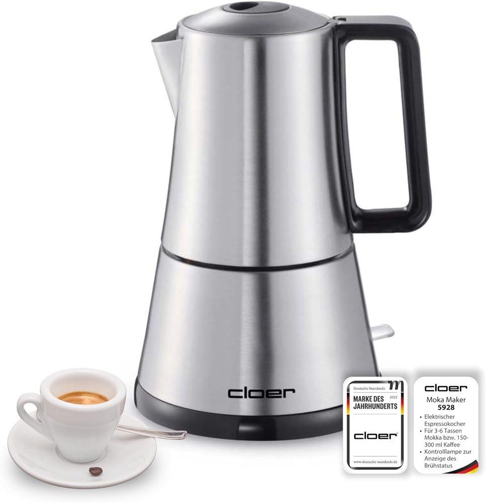 Cloer Cloer 5928 Moka Maker elektrischer Espressokocher 3–6 Tassen