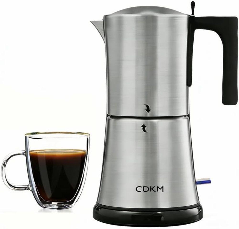 CDKM Elektrischer Espressokocher Edelstahl 3–6 Tassen