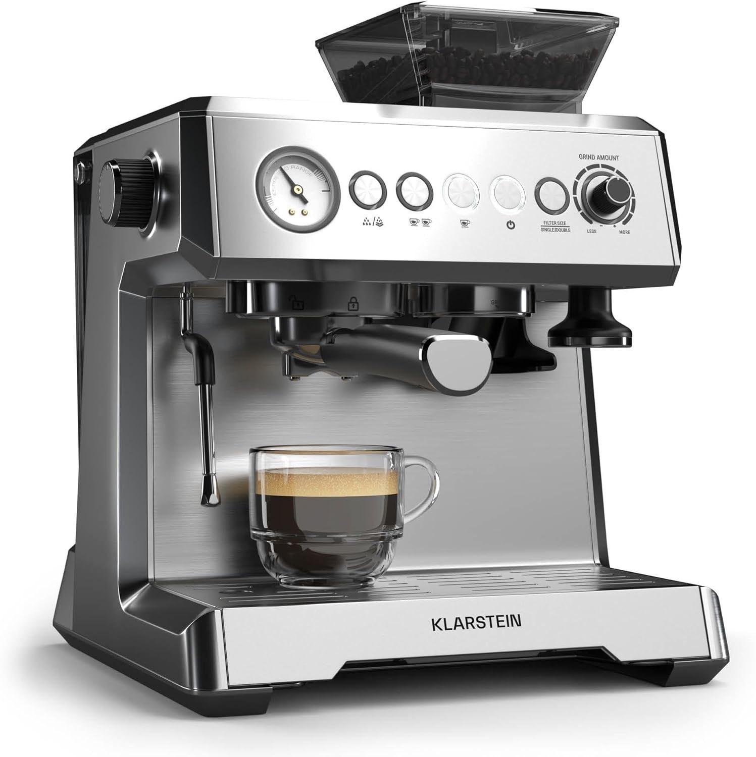 Klarstein GrandPresso Siebträgermaschine mit Mahlwerk