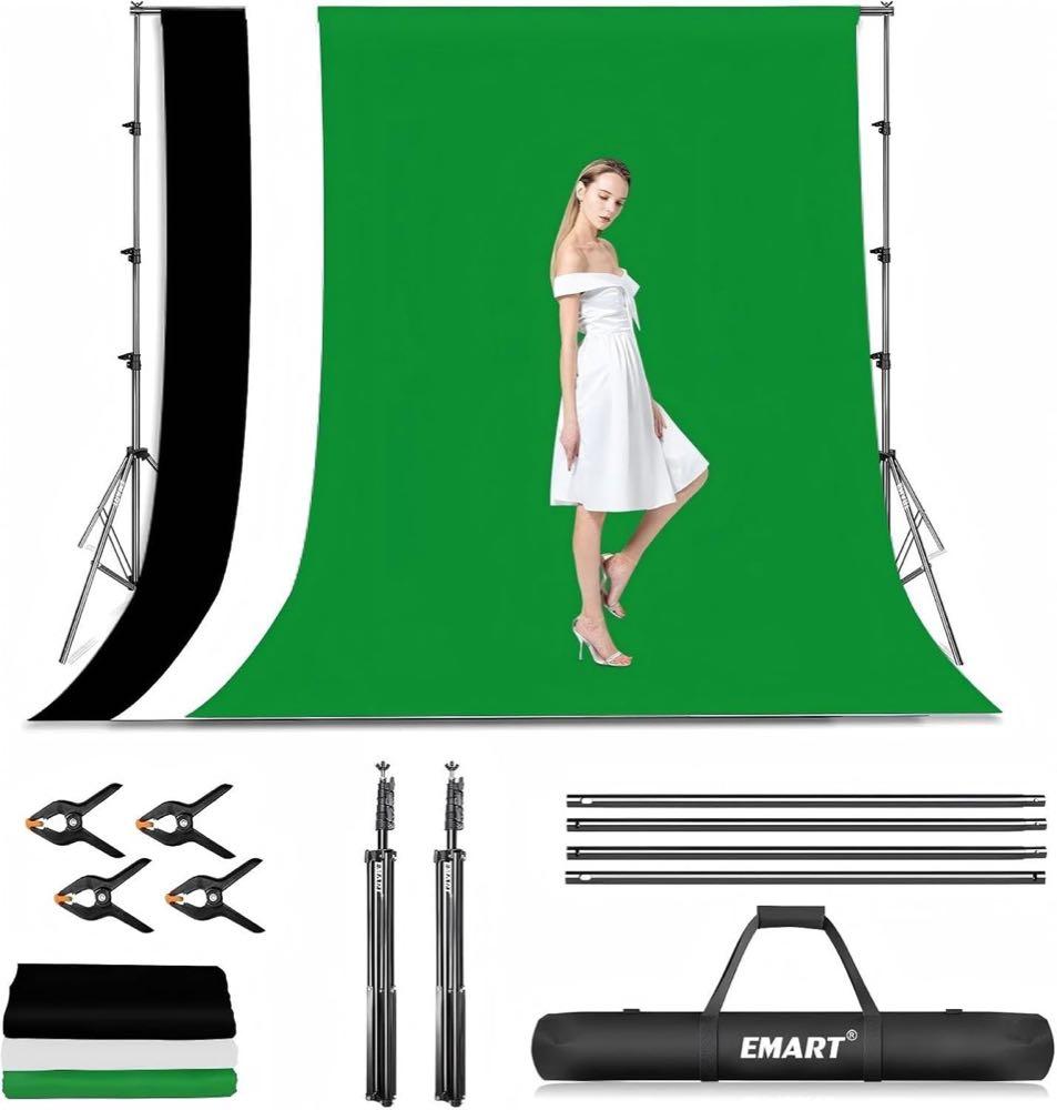 EMART Hintergrundsystem mit Stoff, 2,6×3m