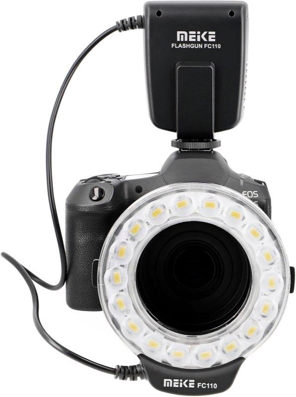 Makro Ringblitz FC-110 Ringleuchte Kompatibel mit Canon EOS DSLR SLR Kameras Blitz- und Dauerlicht auch für Videoaufnahmen