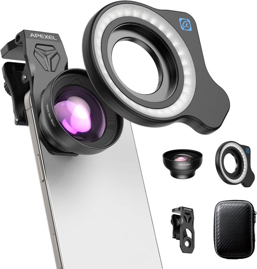 APEXEL HB100 Ultra-HD Handy-Makroobjektiv F1.05 mit 45 Fülllichtmodi und AF-Beschichtung