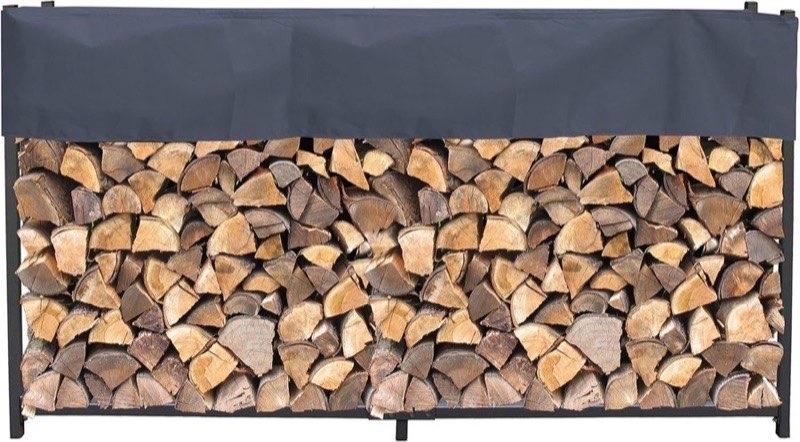 Holzlege Produktbild – Kaminholzregal mit Schutzhülle