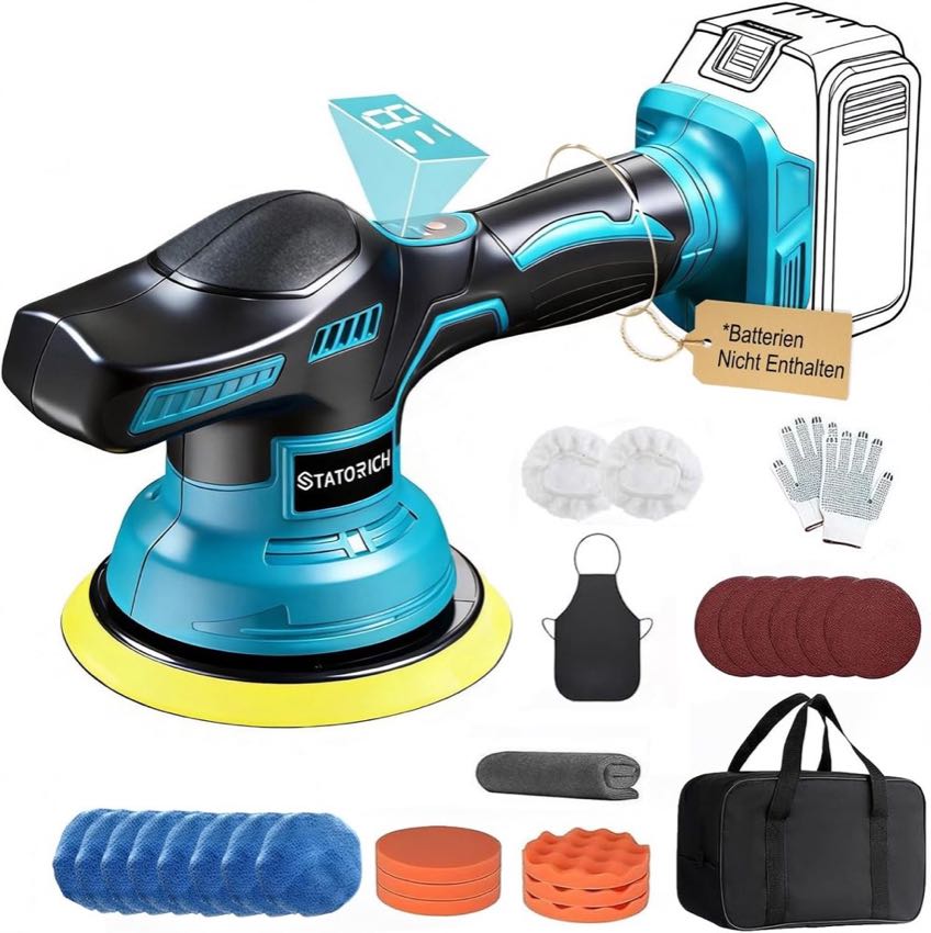 STATORICH 27pcs Poliermaschine Auto für Makita 18V-Akku, 6 Zoll Orbital