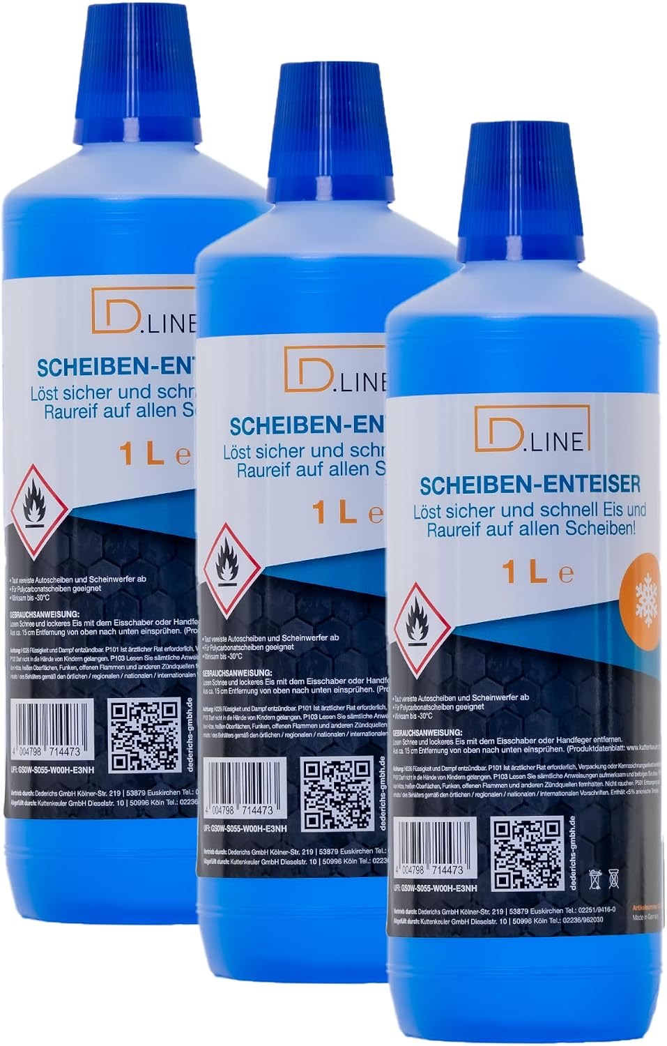 D.LINE Scheibenenteiser, 3 × 1 Liter