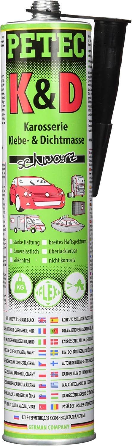 PETEC Petec 94730 K&D Karosserie Klebe und Dichtmasse schwarz, 310 ml