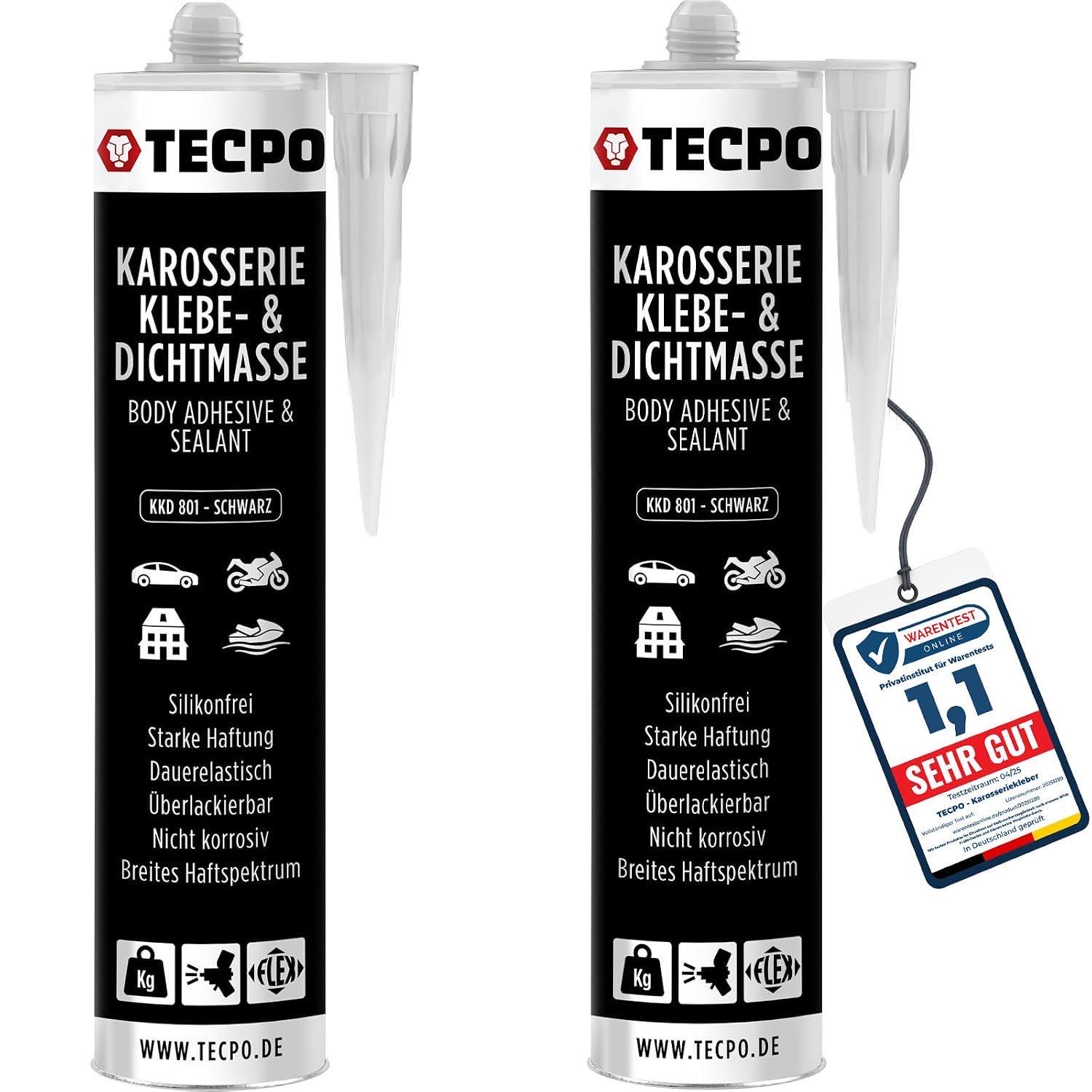 TECPO Karosseriekleber 370g Karosserie Kleber und Dichtmasse Klebstoff Dichtmittel silikonfrei dauerelastisch überlackie