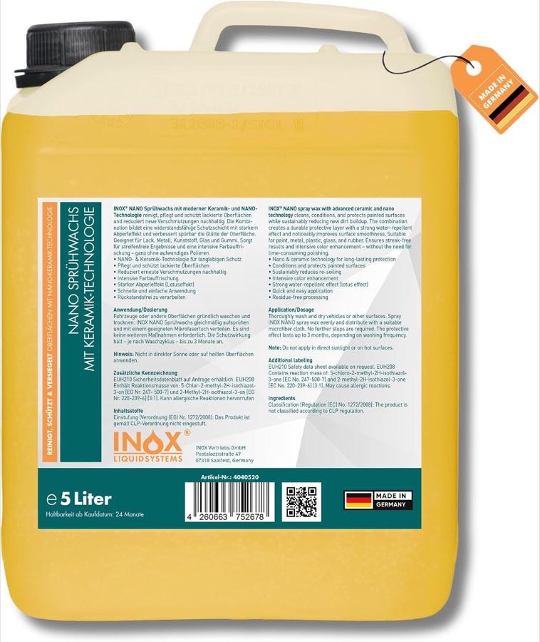 INOX NANO Sprühwachs, 5 L