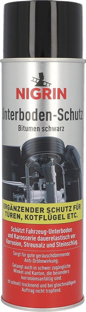 Nigrin NIGRIN Unterbodenschutz-Spray, haftfähig, Korrosionsschutz für den Unterboden von Autos, schwarz, 500 ml