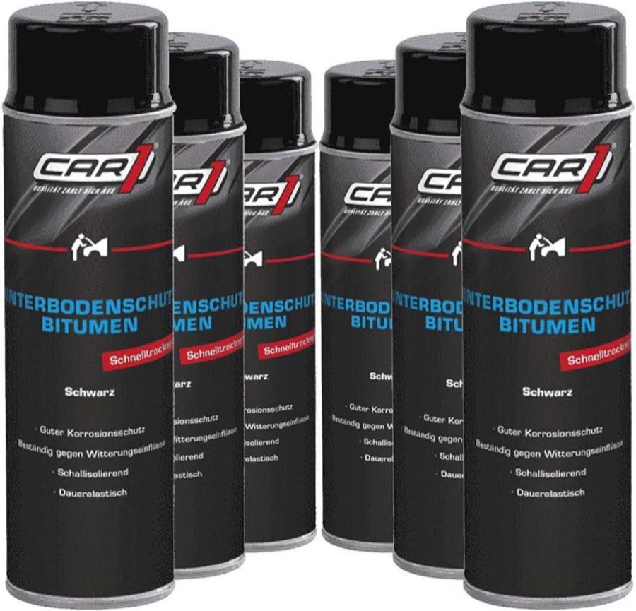 CAR1 Unterbodenschutz 6 x 500 ml schwarz Bitumen Steinschlagschutz Spray Car1