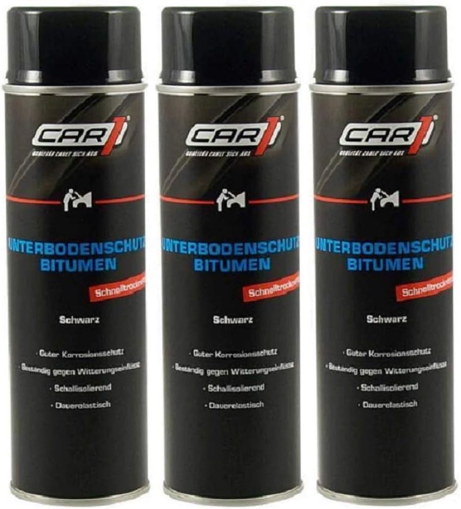 CAR1 3 x 500ml CAR1 Unterbodenschutz Bitumen Versiegelung, UBS, Steinschlagschutz CO 3612