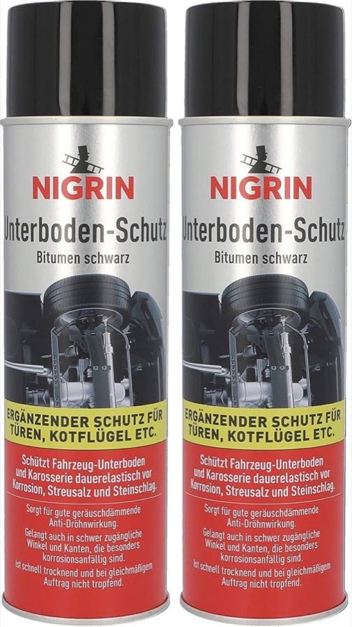 NIGRIN Unterbodenschutz-Spray Bitumen-Wachs, 2× 500 ml