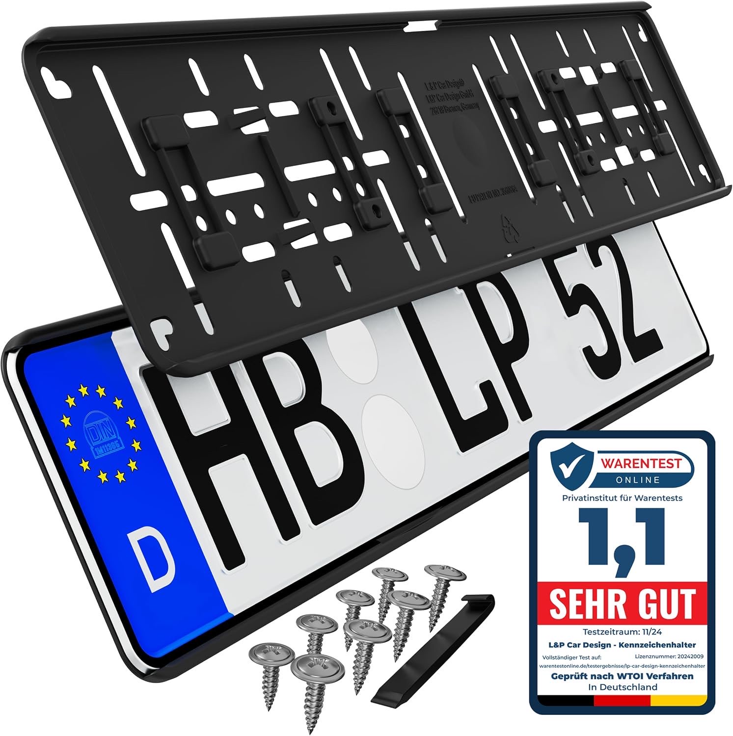 L & P Kennzeichenhalter rahmenlos für 3D, 2er-Set