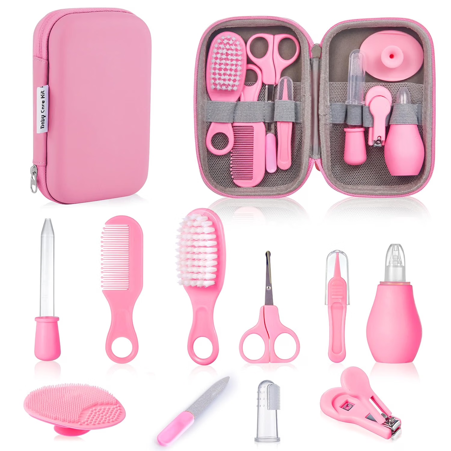 Lictin Baby Pflegeset Neugeborene, Baby Pflegeset,11 teilige(Rosa)