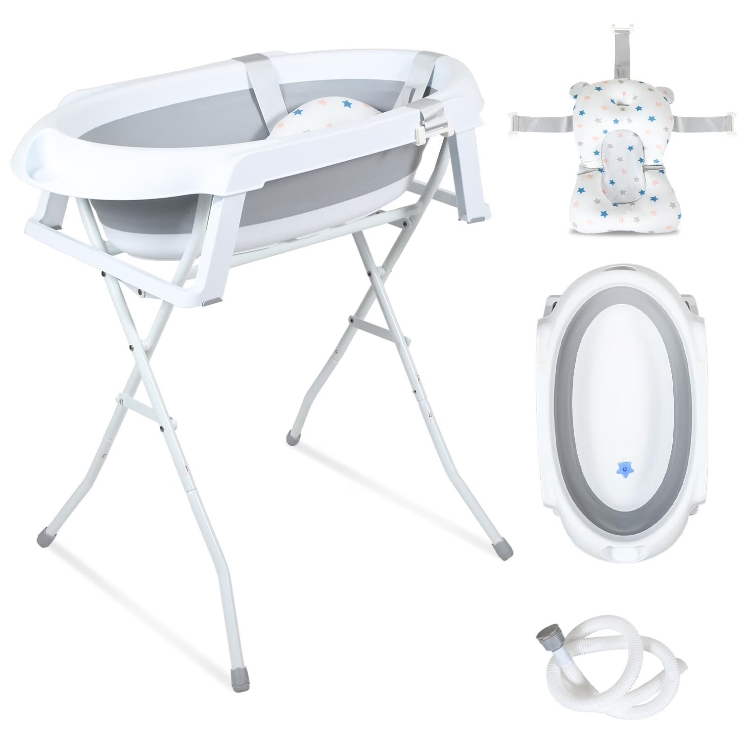 Baby Badewanne mit Gestell, faltbare badewanne für Neugeborene
