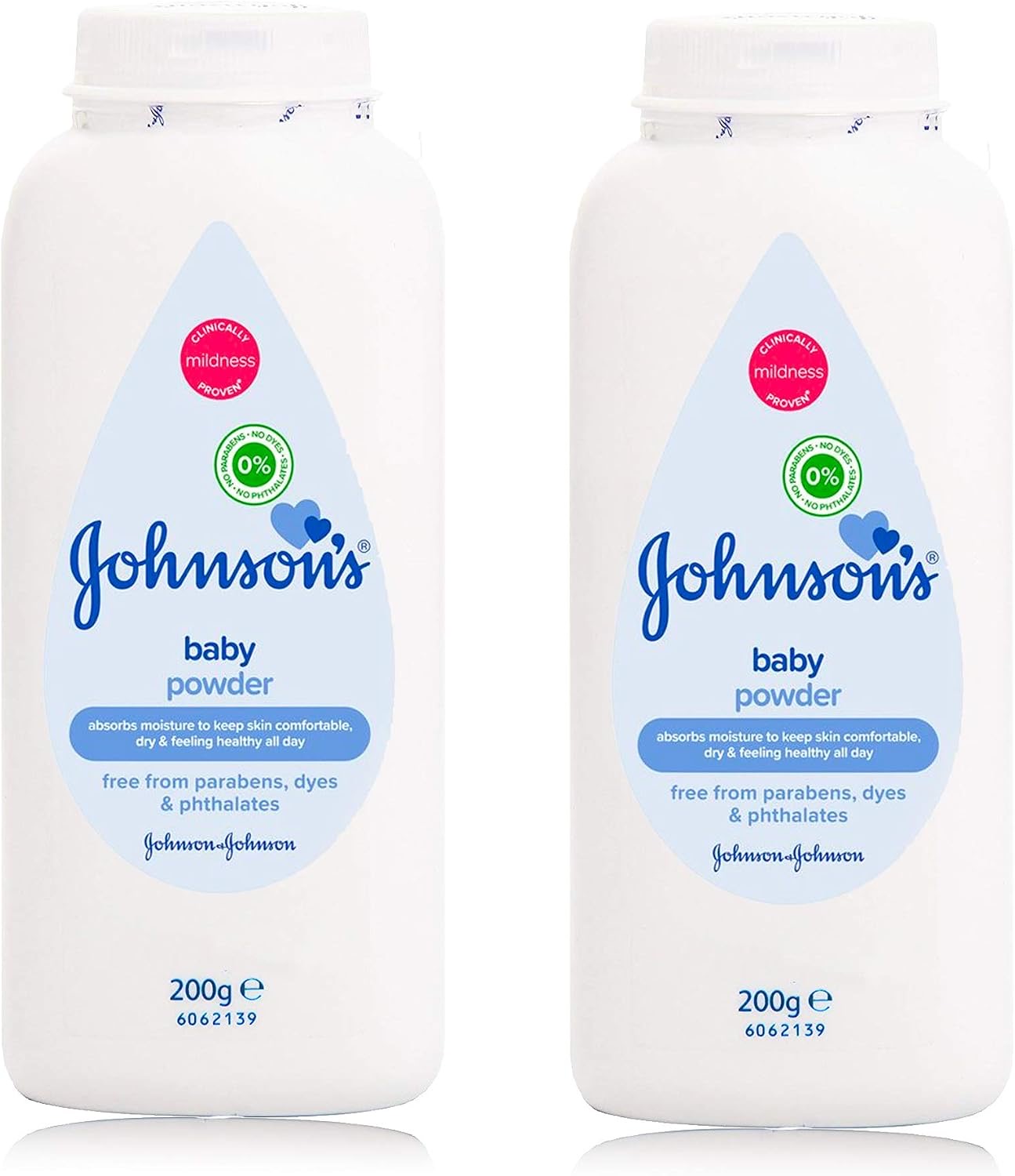 Johnson’s Baby Talkumpuder-Multipack mit 2 Stück | Klinisch erwiesenes Talkum für empfindliche Babyhaut | Macht die Haut weich und glatt | 2 x 200 g