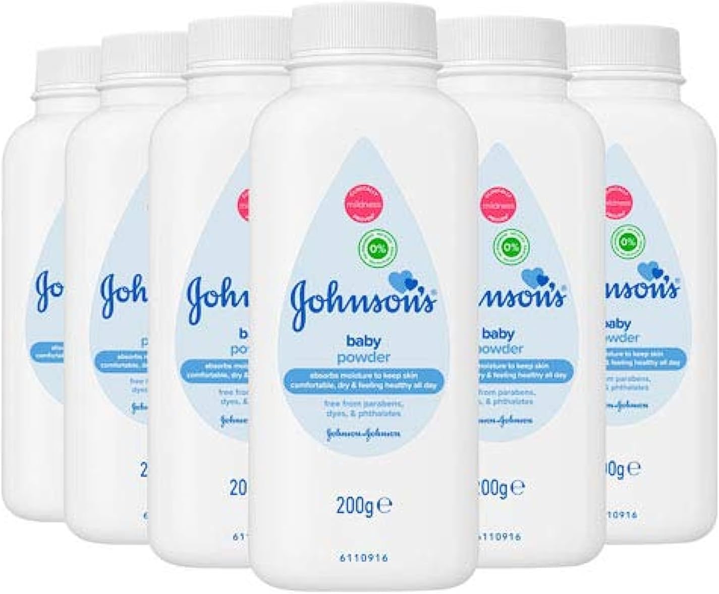 Johnson's Baby Powder Talc Talcum Soft Skin Care Protect Flaschen, 6er Pack (6 x 200 g)