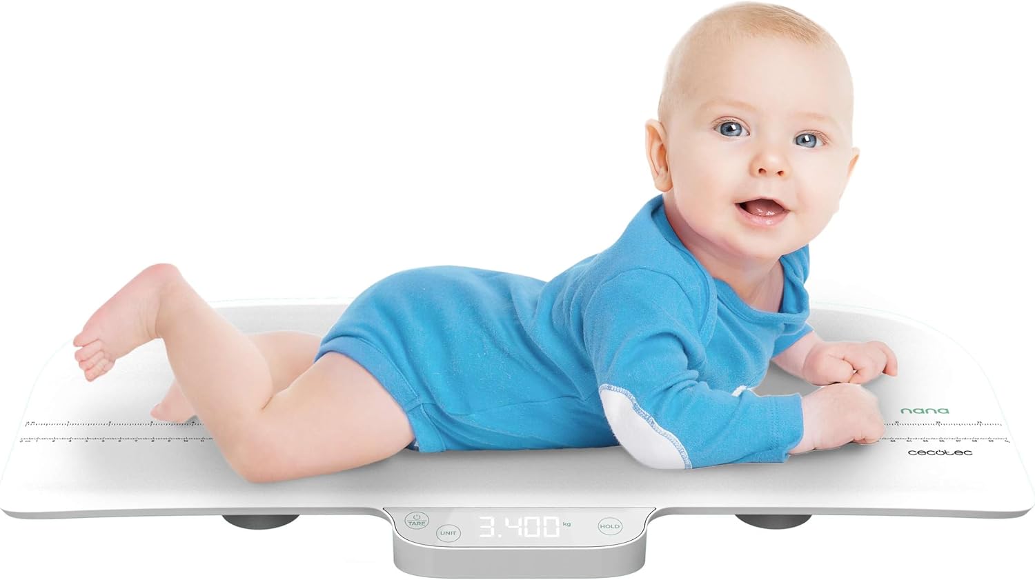 Cecotec Digitale Babywaage Nana BabyCare SmartWeight, LED-Display, Standfläche 60 x 25 cm, Messkapazität von 50 g bis 40 kg, multifunktional, automatische Abschaltung