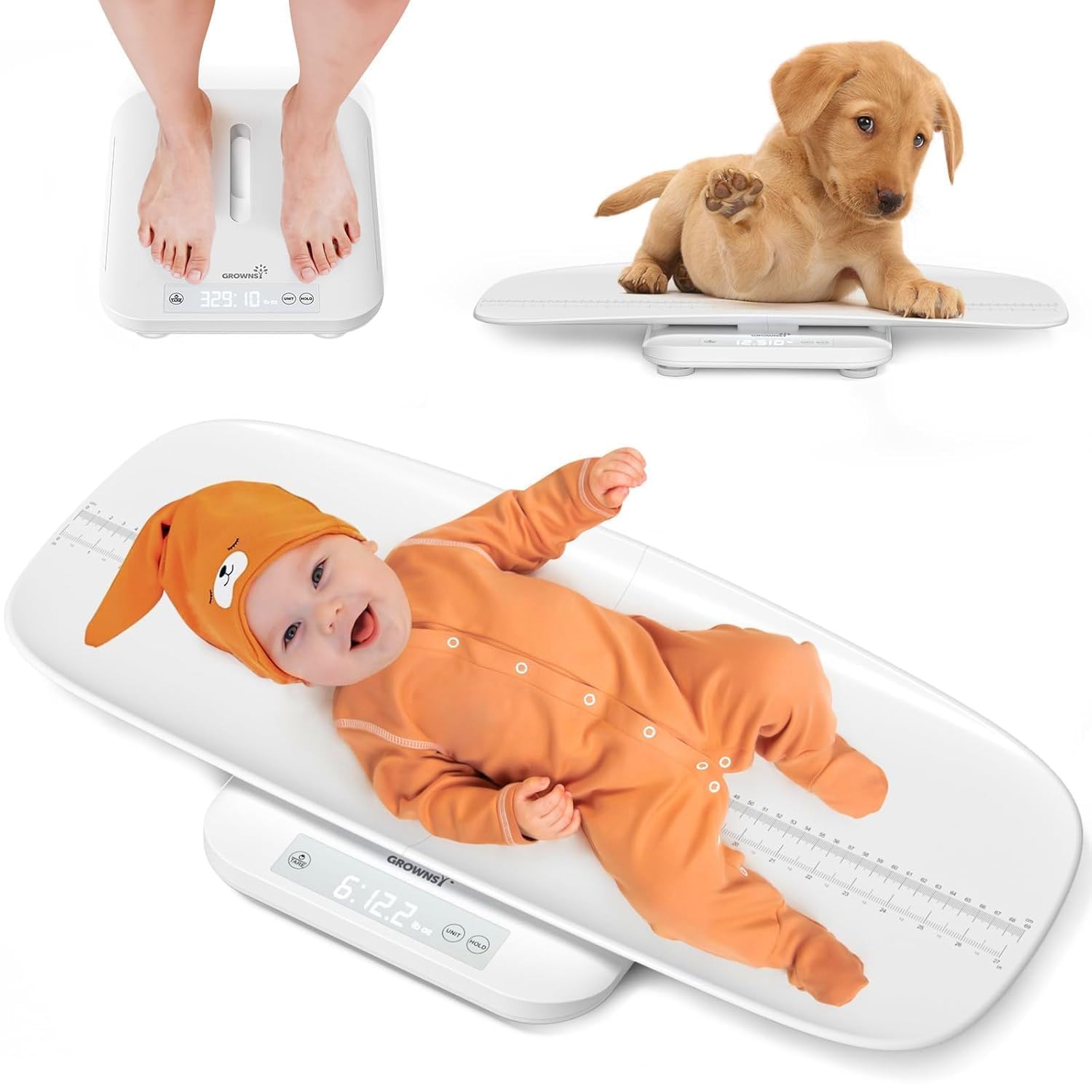 GROWNSY Babywaage mit Abnehmbarem Tablett für Babys und Neugeborene