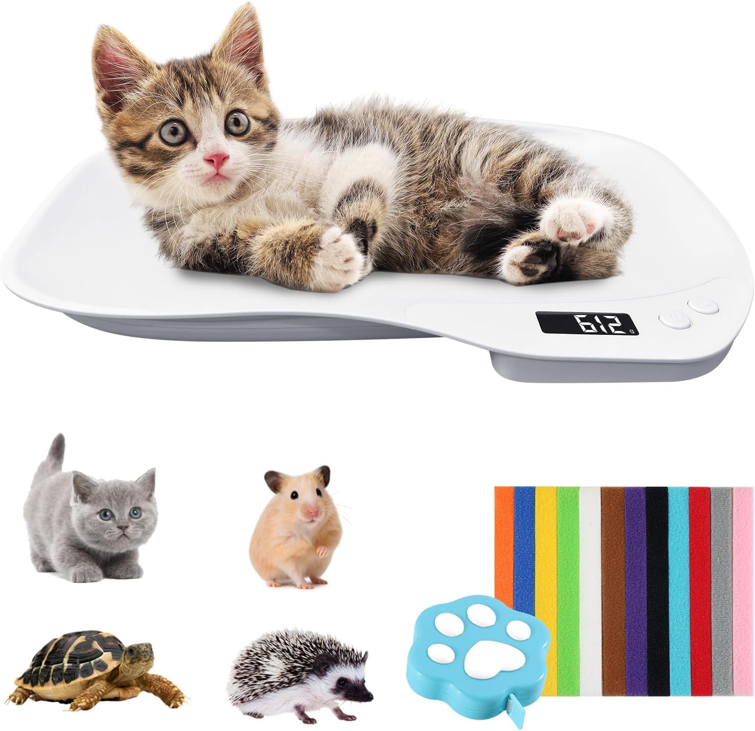2in1 Babywaage Tierwaage & Personenwaage, Tierwaage für Kleine Tiere, Haustier-Fütterungswaage, Digitale LCD-Katzenwaage, Geeignet für Kleintiere, Küchen und Lebensmittel (36 x 25.5 cm)