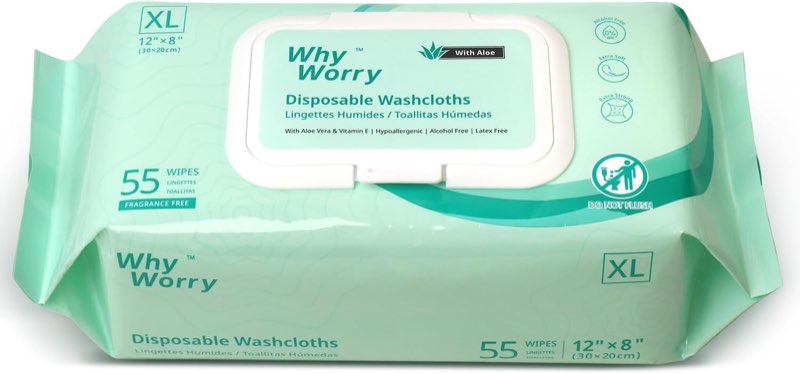 WhyWorry XL Feuchttücher für Erwachsene, 55 Stück