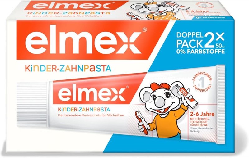 elmex elmex Zahnpasta Kinder, 2–6 Jahre, 2×50 ml