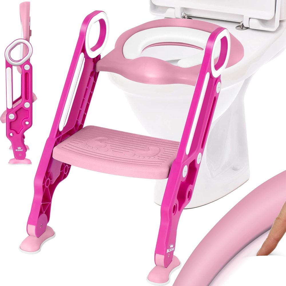 Kidiz KIDIZ Kinder Toilettensitz mit Treppe, faltbar, Pink