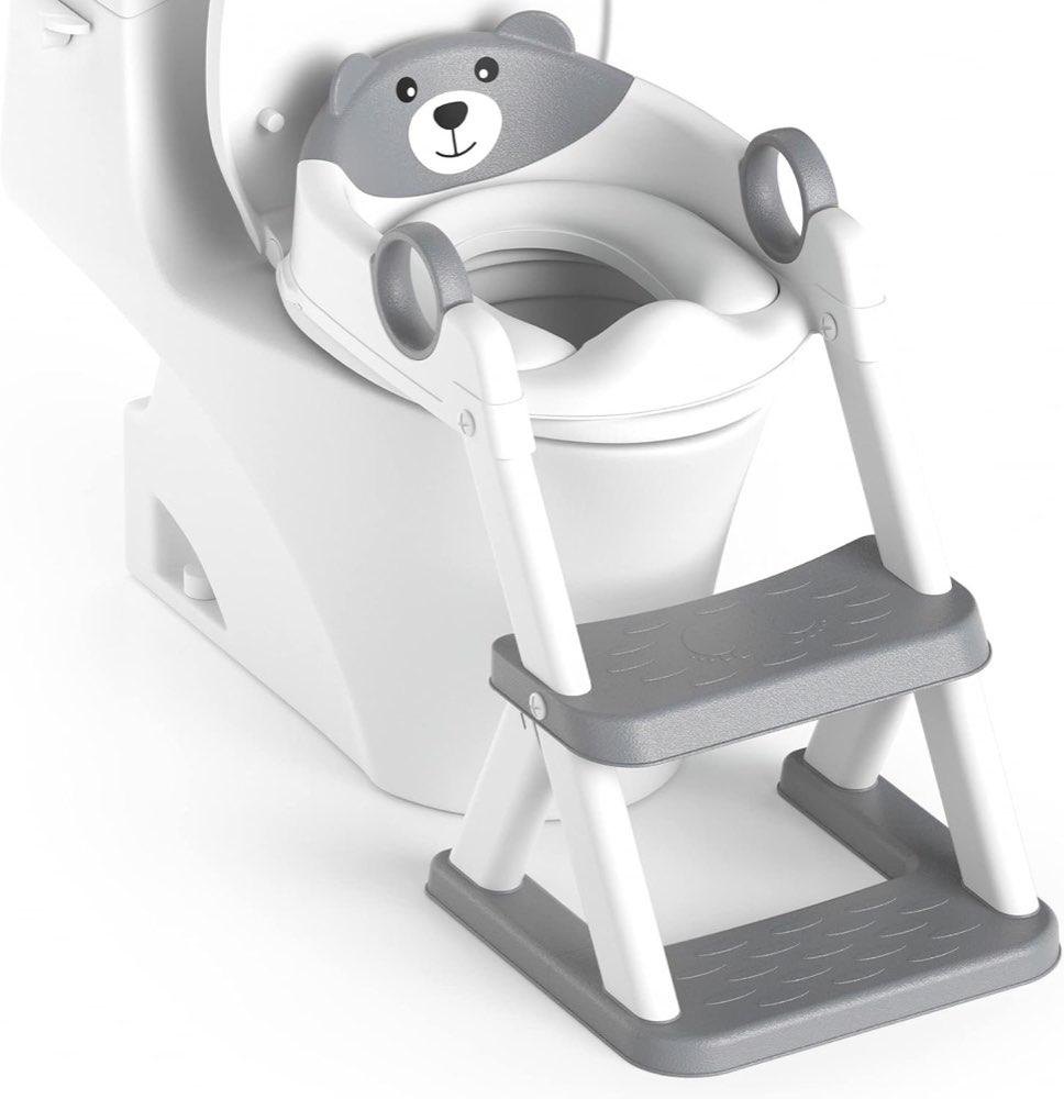 Toilettenleiter für Kinder, Toilettensitz mit Treppe (Grau)