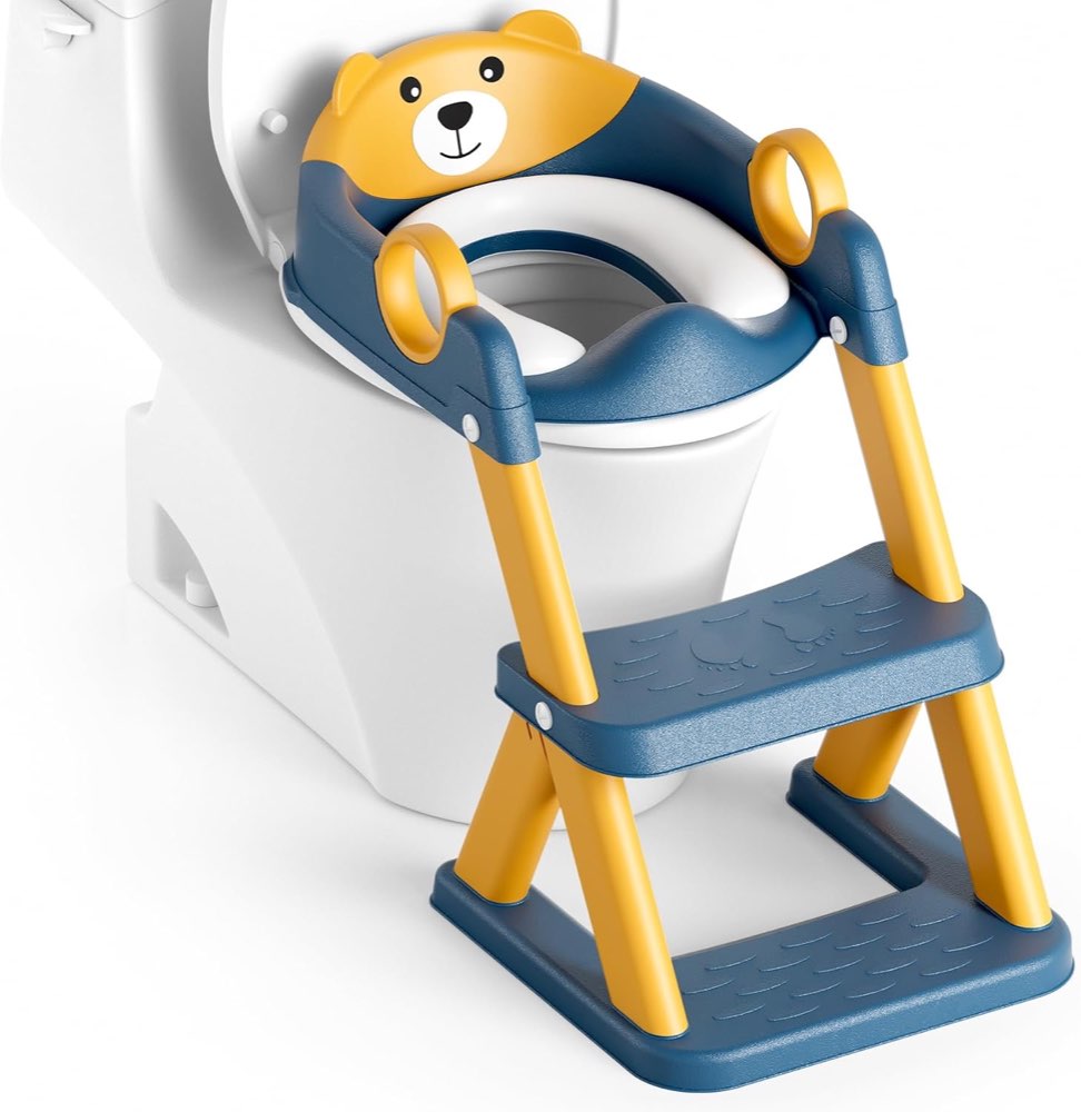 RABB 1ST Toilettenleiter für Kinder, Toilettensitz mit Treppe (Blau Gelb)