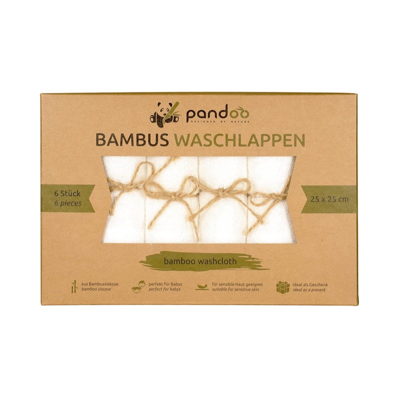 pandoo Bambus-Waschlappen, 6 Stück