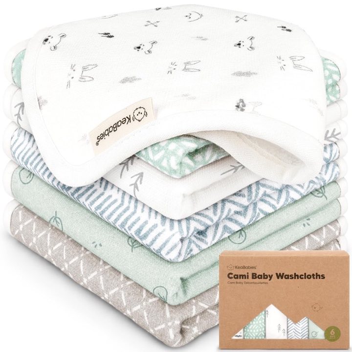 KeaBabies Waschlappen, 6 Stück, Nordic