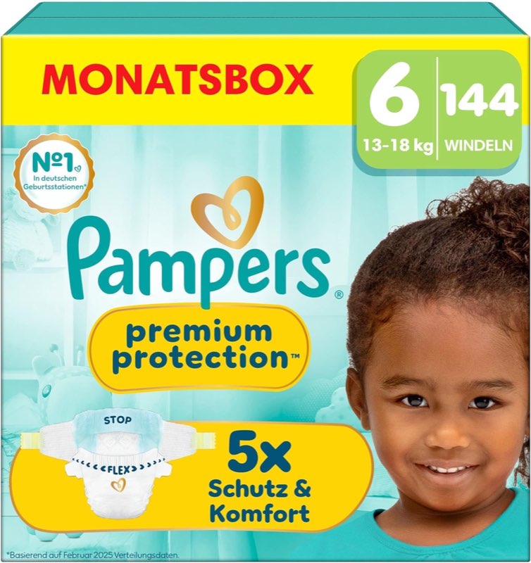 Pampers Premium Protection Größe 6, 144 Stück