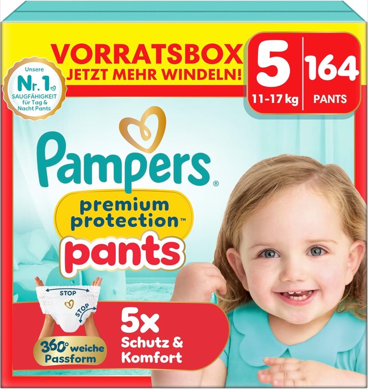 Pampers Premium Protection Pants Größe 5, 164 Stück