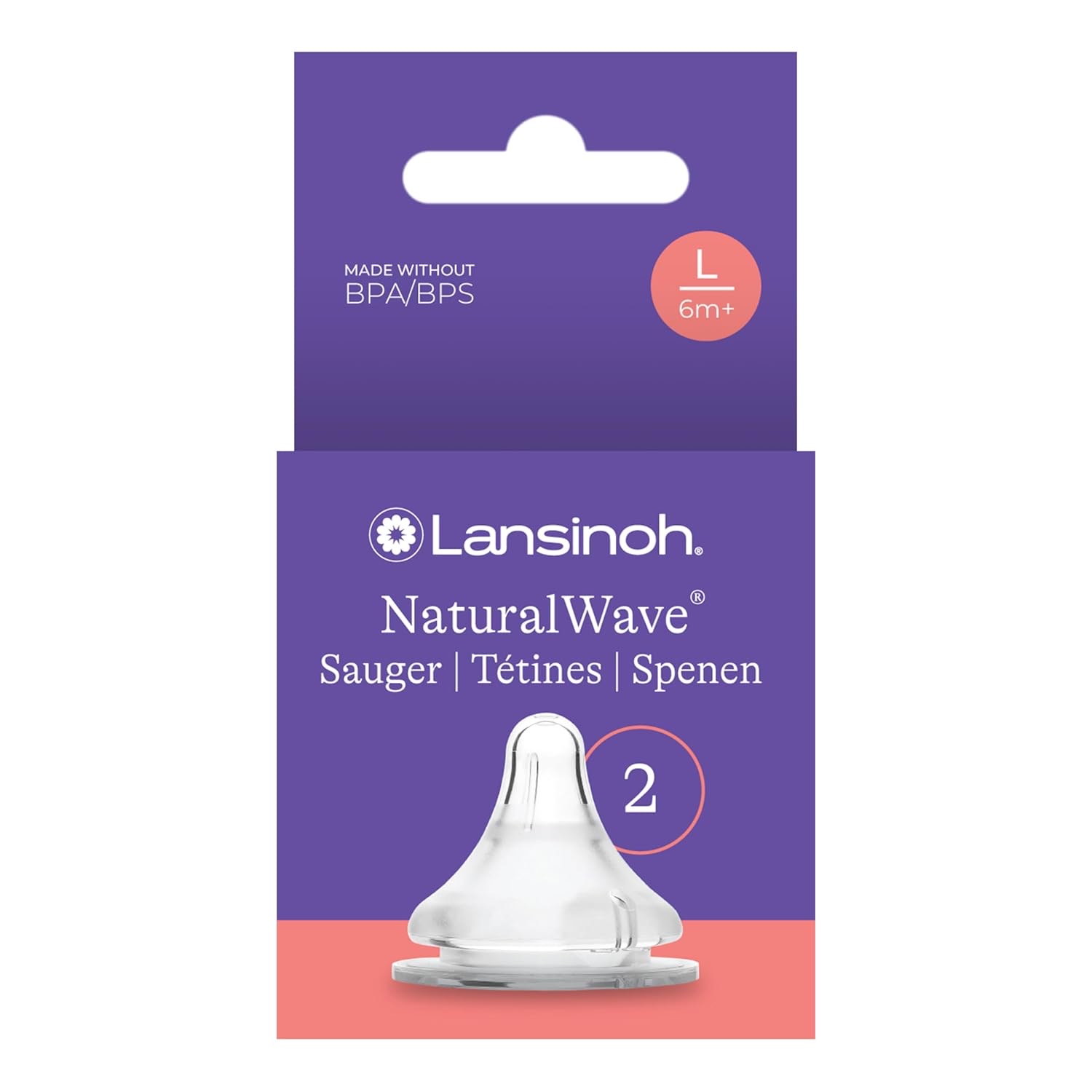 Lansinoh NaturalWave Sauger L - ab dem 6. Monat, 2 Stück
