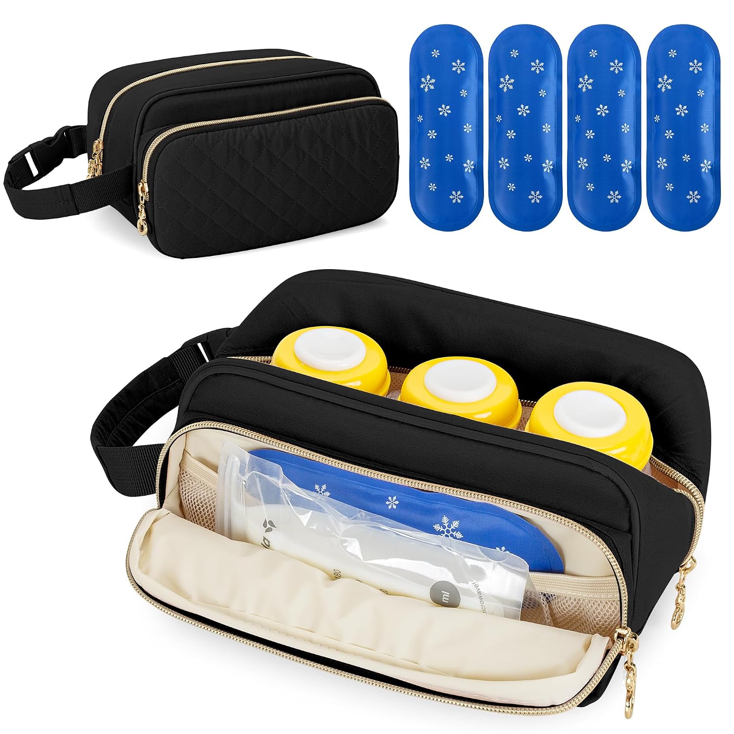Damero Muttermilchflaschen-Kühltasche mit 4 Kühlakkus