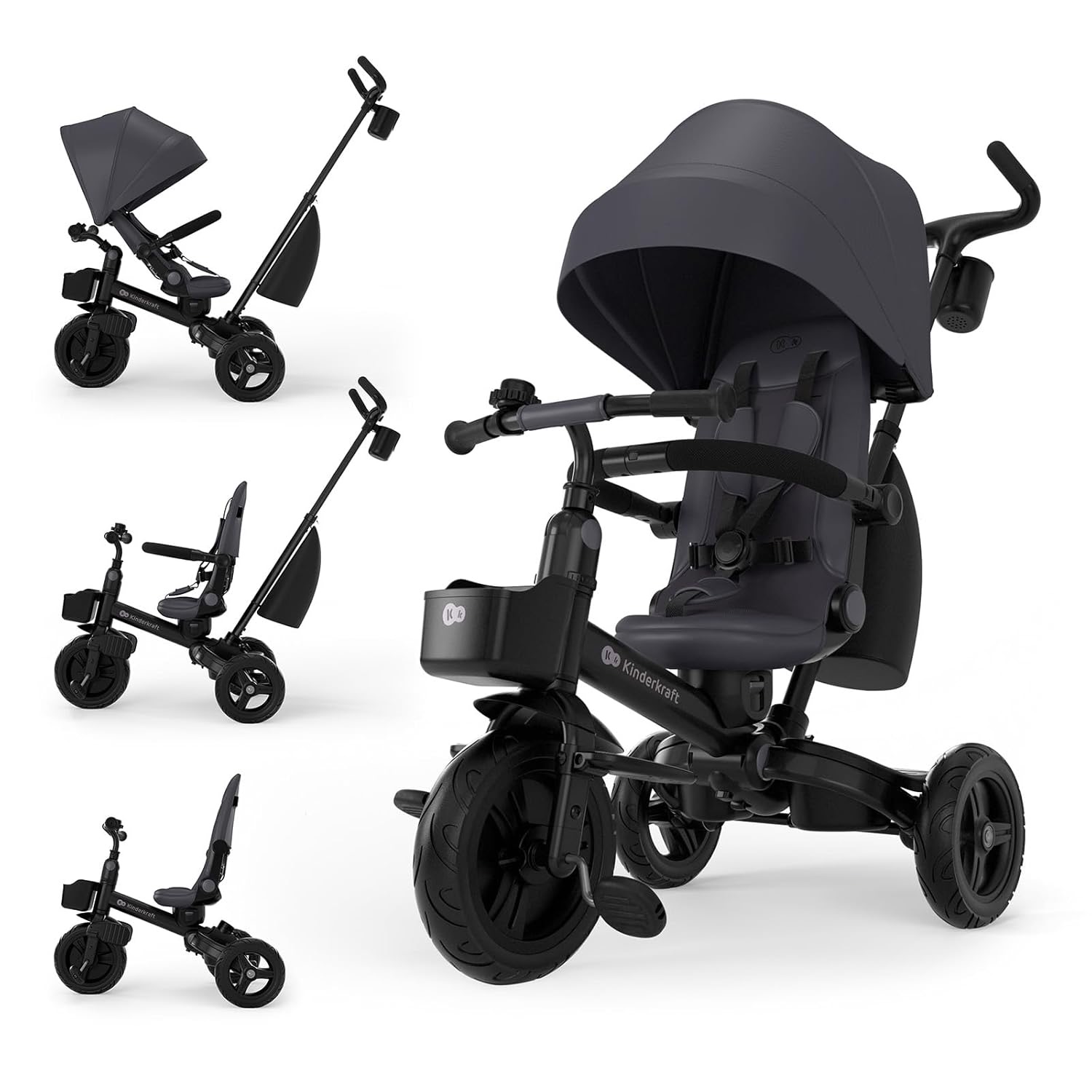 Kinderkraft Aveo 2 PRO Dreirad 6-in-1 Grau – Testsieger Dreirad