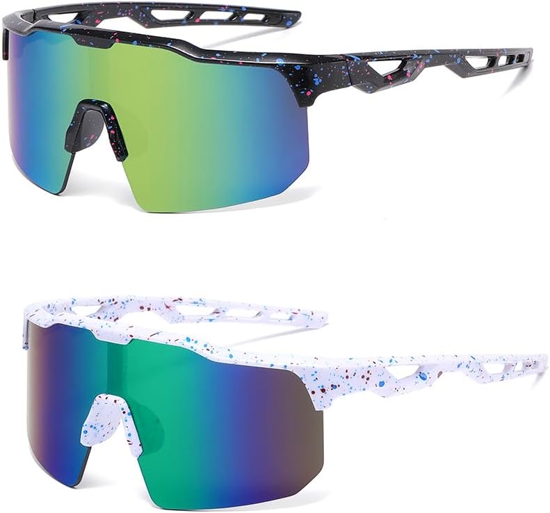 2 Stück Sonnenbrille Kinder, Schnelle Brille, Rave Brille, Fahrradbrille Kinder, UV400 Pol