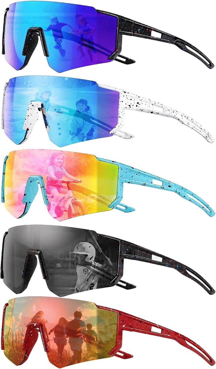 Fahrradbrille Kinder, 5 Stück Sportbrille Kinder UV400 Schutz Polarisierte