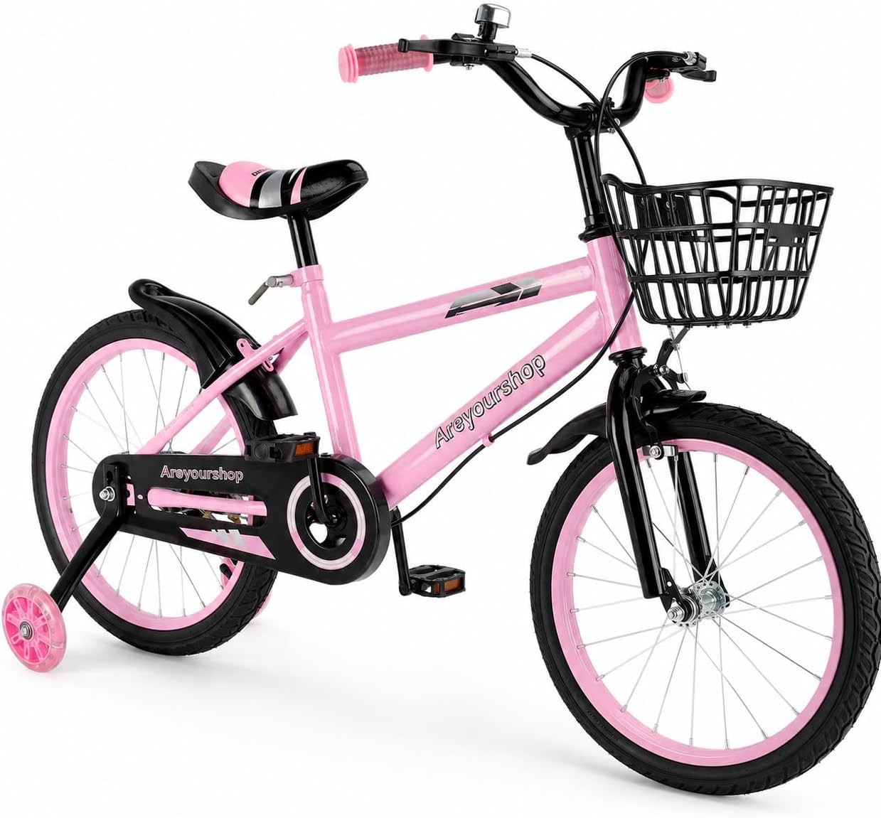 Areyourshop Areyourshop 18 Zoll Kinderfahrrad mit Doppelbremsen und Stützrädern