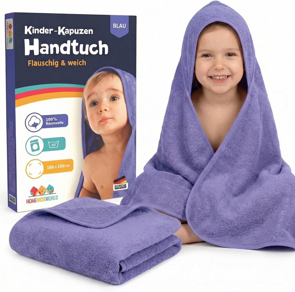 Home Kids World Kapuzenhandtuch 100×100 – Testsieger Kapuzenhandtuch