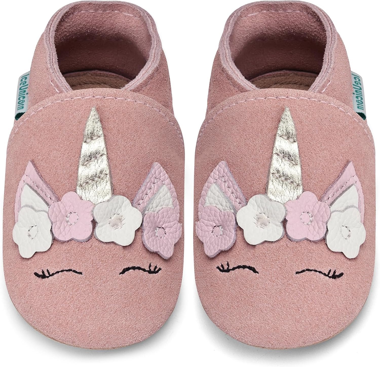 IceUnicorn Lauflernschuhe Baby Krabbelschuhe Lederschlappen Babys Jungen Mädchen Weicher Lederpuschen – Testsieger Krabbelschuhe Mädchen