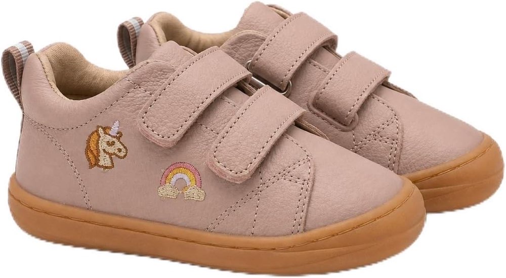 LIO&Friends Kinder Barfußschuhe Leder Mädchen Sneaker, breite Zehenbox, Mitwachseinlage, Klettverschluss, Größen 21-30